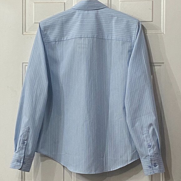 NWT Worthington No-Iron Sz 6 Womens Blouse Shirt Long Sleeve Striped Blue/White - Picture 7 of 10